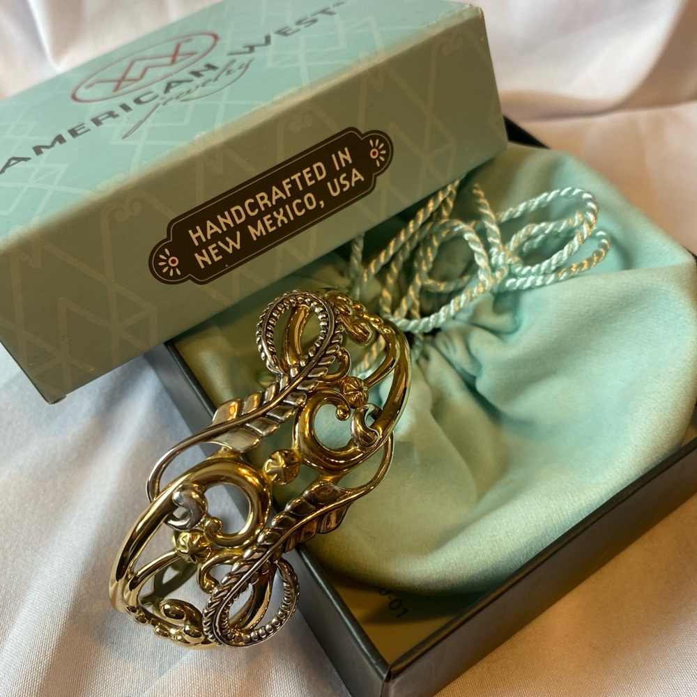 New in box Carolyn Pollack American West sterling silver brass cuff bracelet
